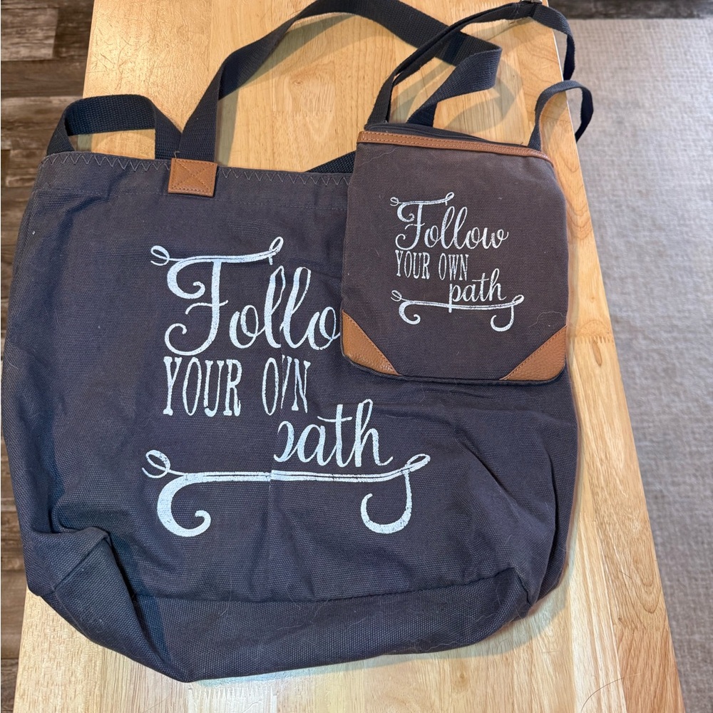 Thirty-One Black Tote Bag with White Script